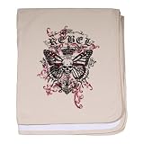 Baby Blanket Petal Pink Rebel Butterfly Skull Goth