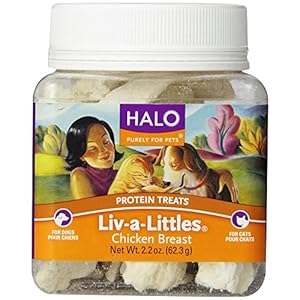 Halo Liv-a-Littles Natural Treats for Dogs and Cats, Freeze-Dried Chicken Breast Protein, 2.2-Ounce [2-Pack]