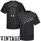 Majestic New York Yankees #2 Derek Jeter Navy Blue Cooperstown Faded Glory T Shirt