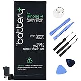 Battery+ - iPhone 4 - 3.7V 1420mAh Li-ion Replacement Battery, Free 8pcs Free Tools Kit Only for Apple iPhone 4 - 4G 16G 32G Model A1332 & A1349 (check on the Back of your iPhone)