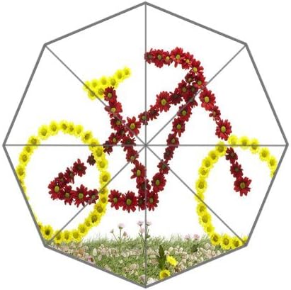Bycycle And Flower Background Triple Folding Rain Umbrella/Parasol/Sun Umbrellas