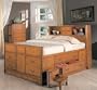 Queen Coaster Bookcase Storage Bed in Medium Oak Finish
