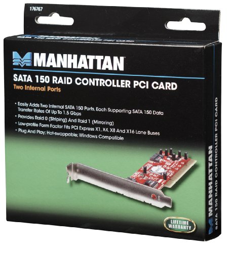 MANHATTAN SATA 1,5 GBit/s RAID Controller PCI Karte Erweitert Ihren PC um zwei interne SATA 150 Anschluesse Ermoeglicht RAID 0 und 1