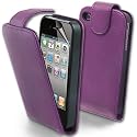 Supergets Apple Iphone 4 4s Quality Purple Slim Top Flip Leather Case Cover Includes Screen Protector And Polishing Cloth