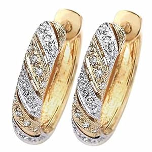 Two Tone Zesty Swirl Diamond Fashion Hoop Earrings