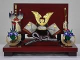 五月人形木目込み兜飾り 大里彩作 木目込兜平飾り 6-8352