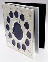 Silver Colour ' My First Year ' Photo Album Babys First Birthday Christening Gift - Holds 72 Photos