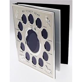 Silver Colour ' My First Year ' Photo Album Babys First Birthday Christening Gift - Holds 72 Photos