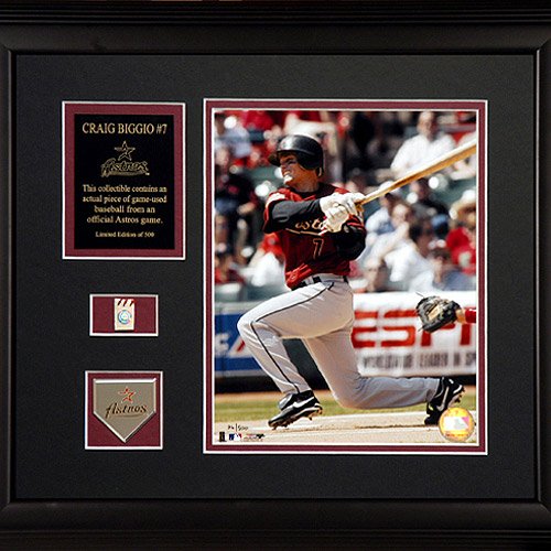 Houston Astros Craig Biggio Framed 8X10 Photo With Game-Used Baseball Piece & Medallion By Mounted Memories