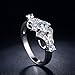 FENDINA Women's Shinning Silver Plated Vintage Solitaire Wedding Engagement Bands Rings