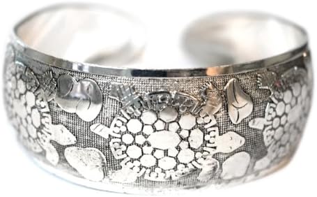 Clearance Sale Ornate Sea Turtles Antique Silver Tribal Cuff Bracelet