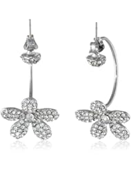 Betsey Johnson "Crystal Rhodium" Crystal Flower Drop Earrings