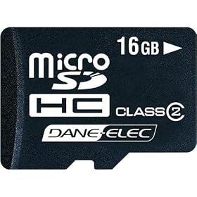 Dane-Elec 16 GB Class 2 microSDHC Flash Memory Card with SD Adapter DA-2IN1-16G-R