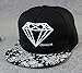 Alwin Graphic Diamond Hiphop Dancing Baseball Cap Hipster Floral Brim Sunhat Black