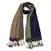 100% Viscose Double-sided Four Colors Solid and Leopard Pattern Pane Fringed Long Scarf - Blue