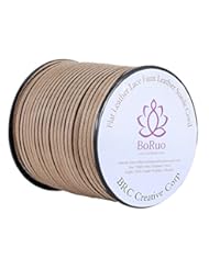Art and Craft Supply: BRCbeads Micro-Fiber Flat Leather Lace Beading Thread Faux Suede Cord String Velet 100 Yard Roll Spool 3mm Brown Color with Acrylic Jar - BRC Creative Corp.