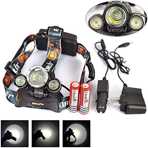 Evaric 5000LM 3X XM L T6 2R5 LED Single Head Headlamp Headlight 2 18650 Charger