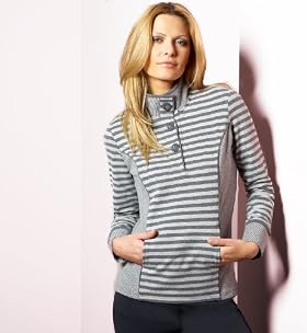 Per Una Cotton Rich Mixed Stripe Fleece Top - Marks & Spencer :  funnel neck women clothing cotton