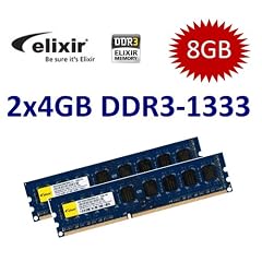 8GB Dual Channel Kit: Elixir Original 2x 4 GB 240 pin DDR3-1333 DIMM (1333Mhz, PC3-10600U, CL9, 256Mx8, NON-ECC, unbuffered) - Part M2F4G64CB8HD5N-CG f�r alle DDR3 Computer und Core i3 / i7 / i9 Mainboards