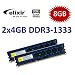 8GB Dual Channel Kit: Elixir Original 2x 4 GB 240 pin DDR3-1333 DIMM (1333Mhz, PC3-10600U, CL9, 256Mx8, NON-ECC, unbuffered) - Part M2F4G64CB8HD5N-CG f�r alle DDR3 Computer und Core i3 / i7 / i9 Mainboards