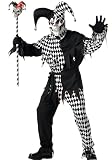 MenS Evil Jester Scary Clown Party Costume Black White-Large