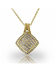 14KT Yellow Gold Unique Kite Set Diamond Halo Fashion Pendant with Rope Detailing. 1 CTW