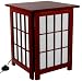 Discount Lowest Price Asian Design Floor Lamp - 19 Japanese End Table Nightstand Paper & Wood Lantern - Rosewood Stain
