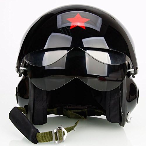High-quality Double-mirror FRP Helmet Black Motorcycle Force Jet Pilot Flight