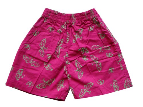 Girls of 100% cotton fabric with green shorts Raspberry Butterflies for 1-8 years 6 years