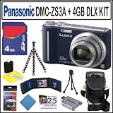 Panasonic Lumix DMC-ZS3 10MP Digital Camera with 12x Wide Angle MEGA Optical Image Stabilized Zoom and 3 inch LCD (Blue) + 4GB Deluxe Accessory Kit