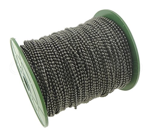 CleverDelights Ball Chain Roll - 330 Feet - Gunmetal Color - 2.4mm Ball - #3 Size - 100M/100Yard - Bulk Chain Spool