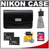 Nikon Coolpix 11632 Leather Digital Camera Case Bag + (2) EN-EL10 Batteries ....