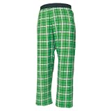 Kelly Green and White tartan plaid check flannel cotton pants for lounging, sleep, sports. Unisex relaxed fit, available in 3 Youth sizes, exposed elastic waist