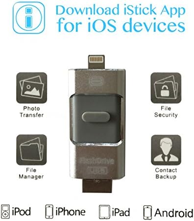 Taby Storage 16GB Mobile Flash Drive with Lightning connector / Mini USB For iPhones, iPads, Androids Computers Pictures Movies Contacts Backup and Recovery