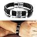 Suyi Wide Braid Black Leather Bracelet Men's Fashion Wristband Bangle with Stainless Steel Magnetic Buckle A-22CM