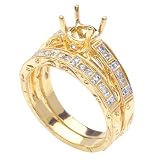14K Gold Diamond 0.40ct Semi Mounts Duos Wedding Band - Sizes 5-13