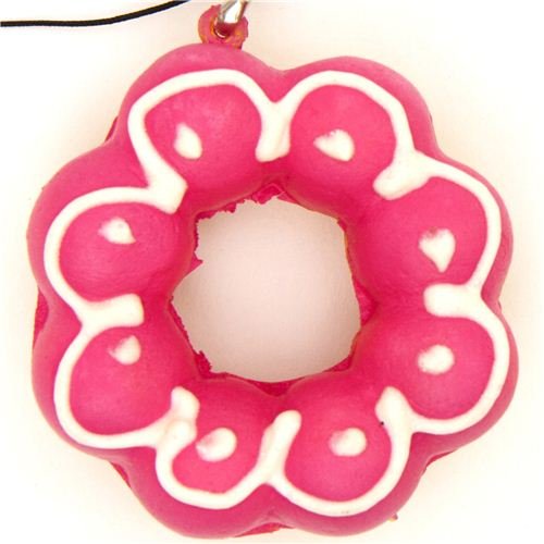 Image #1 of pink flower donut squishy charm kawaii