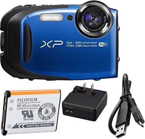 Fujifilm FinePix XP80 Blue Waterproof Digital Camera Bundle with 2.7-Inch LCD Screen (White Box Packaging, Brand New)