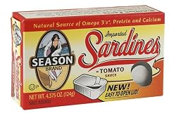 Season Sardines in Tomato Sauce, 4.375-Ounce Tins (Pack of 12)