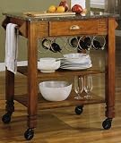 Oak Veneer Finish Kitchen Cart With Wine Rack