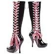 Penthouse Shoes Women's PH423-CHASITY 4.5" Knee High Side Satin Laceup Boot