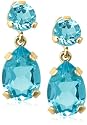 14k Yellow Gold Blue Topaz Dangle Earrings
