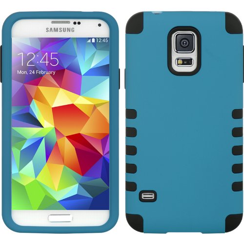 Galaxy S5 Case, Loggerhead® Blue & Black Shockproof Hybrid Slim Fit Case Cover for the Samsung Galaxy S5, Retail Packaging