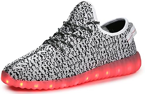 YJN Men's Light Up LED Shoes USB Charging 7 Colors Flashing Luminous Fashion Sneakers Grey 7 D(M) US