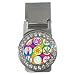 Money Clip CZ Diamonds of 60s Icons on Rainbow Swirl (Peace Symbol, Love Sign, Mushroom, Lava Lamp, Sunflower, Marijuana Leaf, Peace Hand Sign, Peace Dove, and Ankh) (Clothing, Fashion, Dress, Events, Hairstyles, Hippies, Fads, Trends, Movement, History, Soul, Style, Disco)