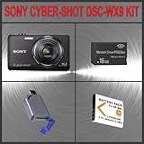 Sony Cyber-shot DSC-WX9 Digital Camera (Black) + Huge Accessories Package I ....