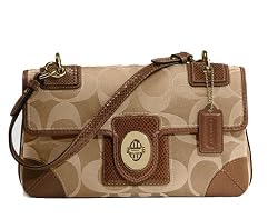 Authentic Coach Peyton Signature Sateen Flap Bag 14504 Khaki