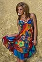Knielanges Chiffon-Kleid mit bunten Farbverläufen