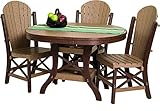 Poly Lumber Patio Furniture Set Including 1 Oval Table (48") and 4 Side Chairs in Weathered Wood & Green - Amish Made in USA