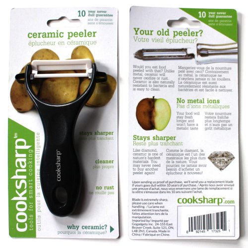 Cooksharp Ceramic Peeler Stays Sharp For Over 10 Years to Peel a Potato, Apple, Carrot and More (Jet Black)